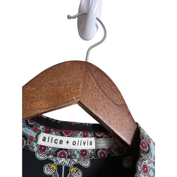 Alice + Olivia Willa Floral Print Blouse 100% Silk Womans Medium - Picture 11 of 16